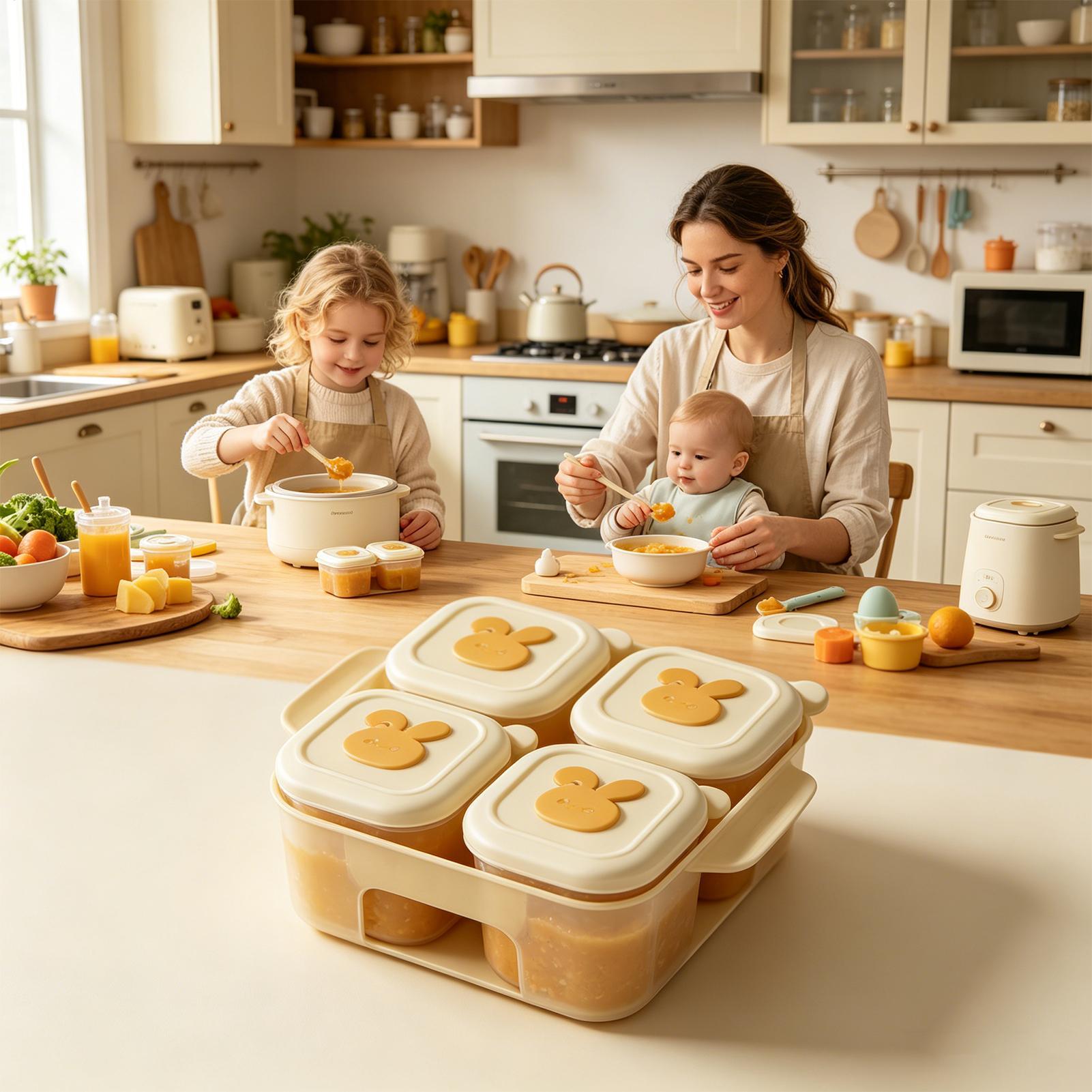 Baby Food Freezer Tray - Vassoio per congelamento alimenti con coperchio,